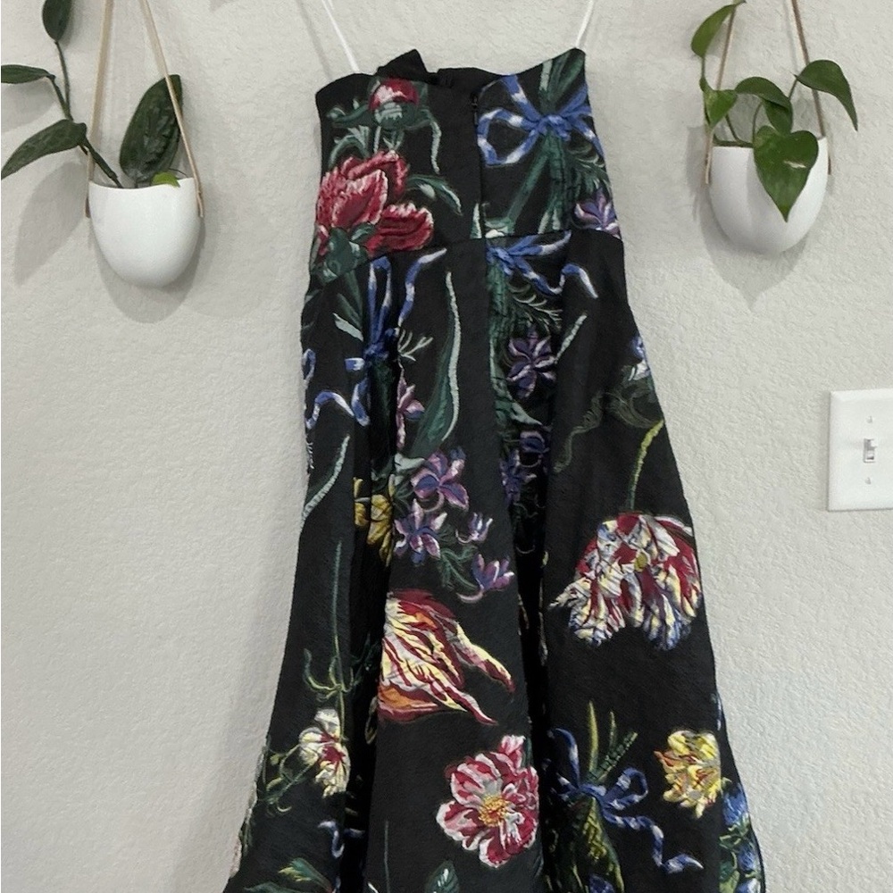 Marchesa Notte Dress Women's 6 Black Floral Sleeveless Fit & Flare Gown - Picture 5 of 7